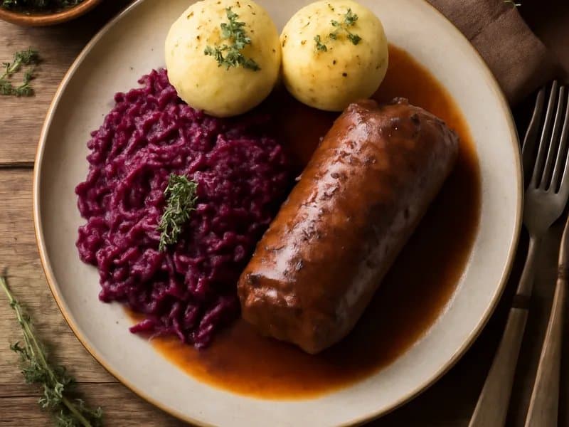 Beef Rouladen with Red Cabbage