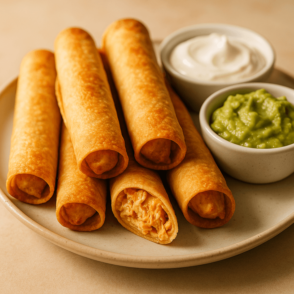 Frischkäse-Hähnchen-Taquitos