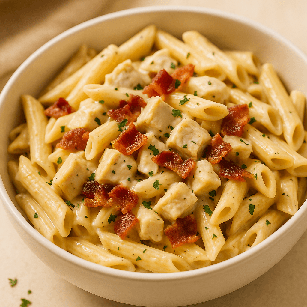 Cremige Hähnchen-Speck-Ranch-Pasta
