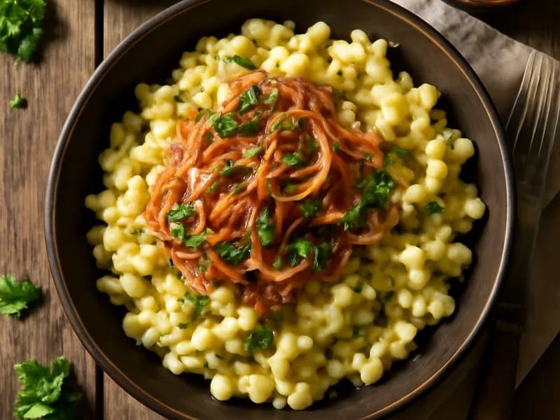 Käsespätzle with Crispy Onions