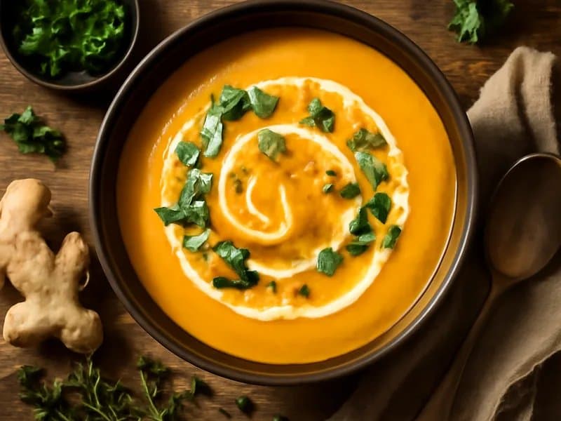 Pumpkin Soup with Ginger & Coconut Milk